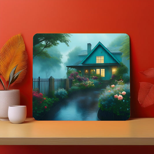 Home Fence Garden Trees Raining Fog Mousepad