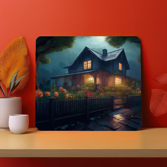 Home Fence Garden Trees Raining Fog Mousepad