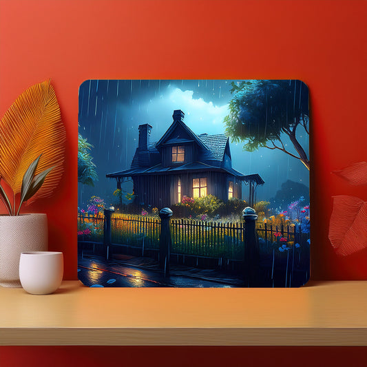 Home Fence Garden Trees Raining Fog Mousepad
