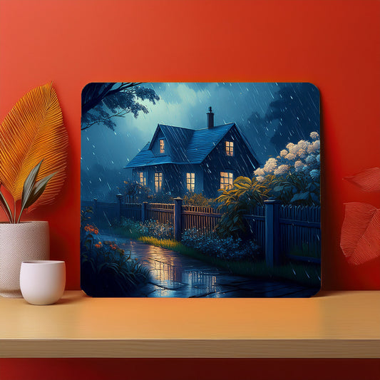 Home Fence Garden Trees Raining Fog Mousepad