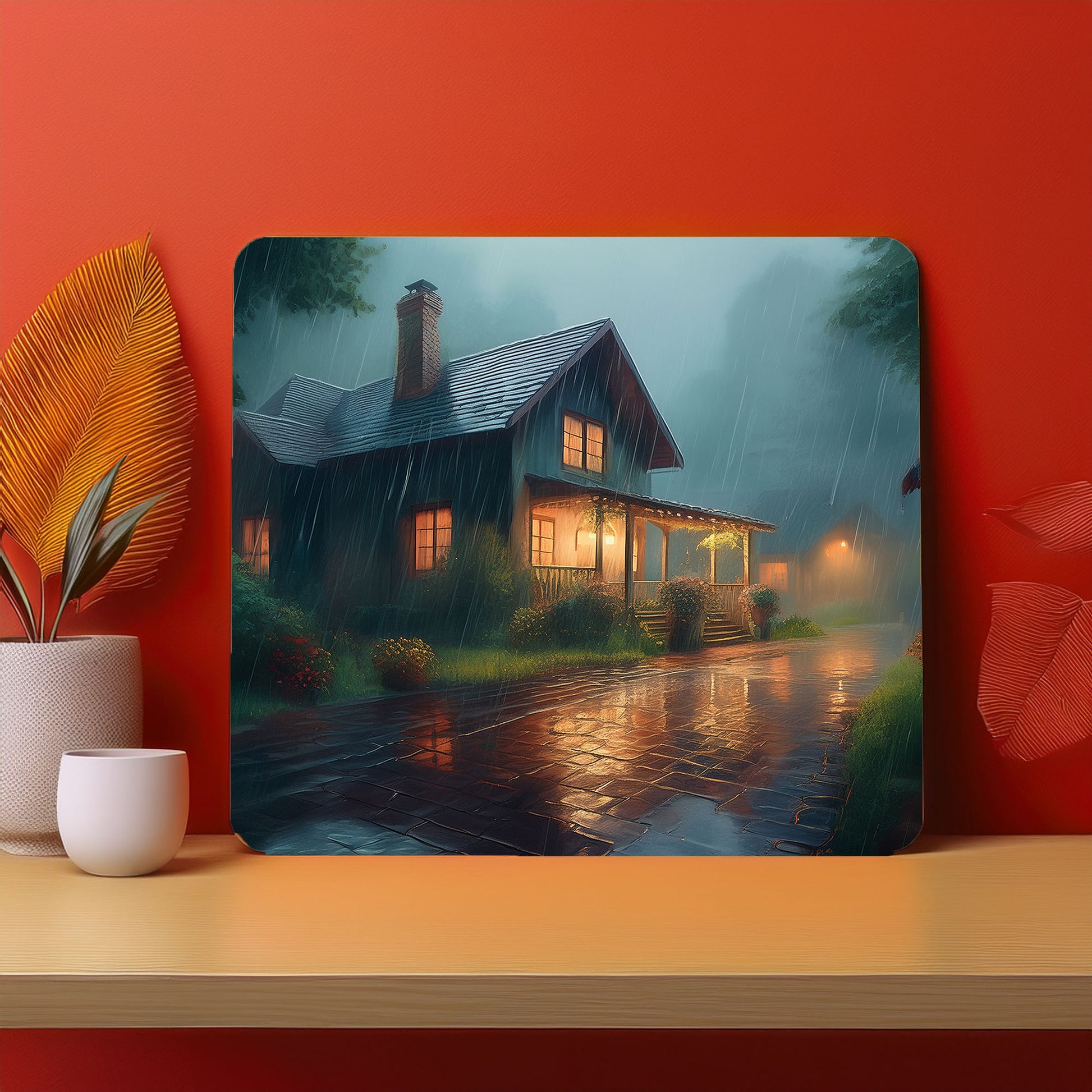 Home Fence Garden Trees Raining Fog Mousepad