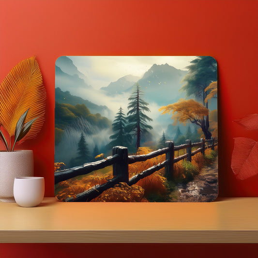 Home Fence Garden Trees Raining Fog Mousepad