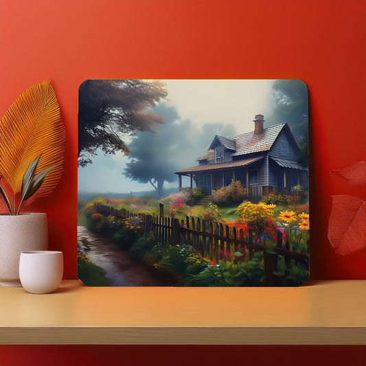 Home Fence Garden Trees Raining Fog Mousepad